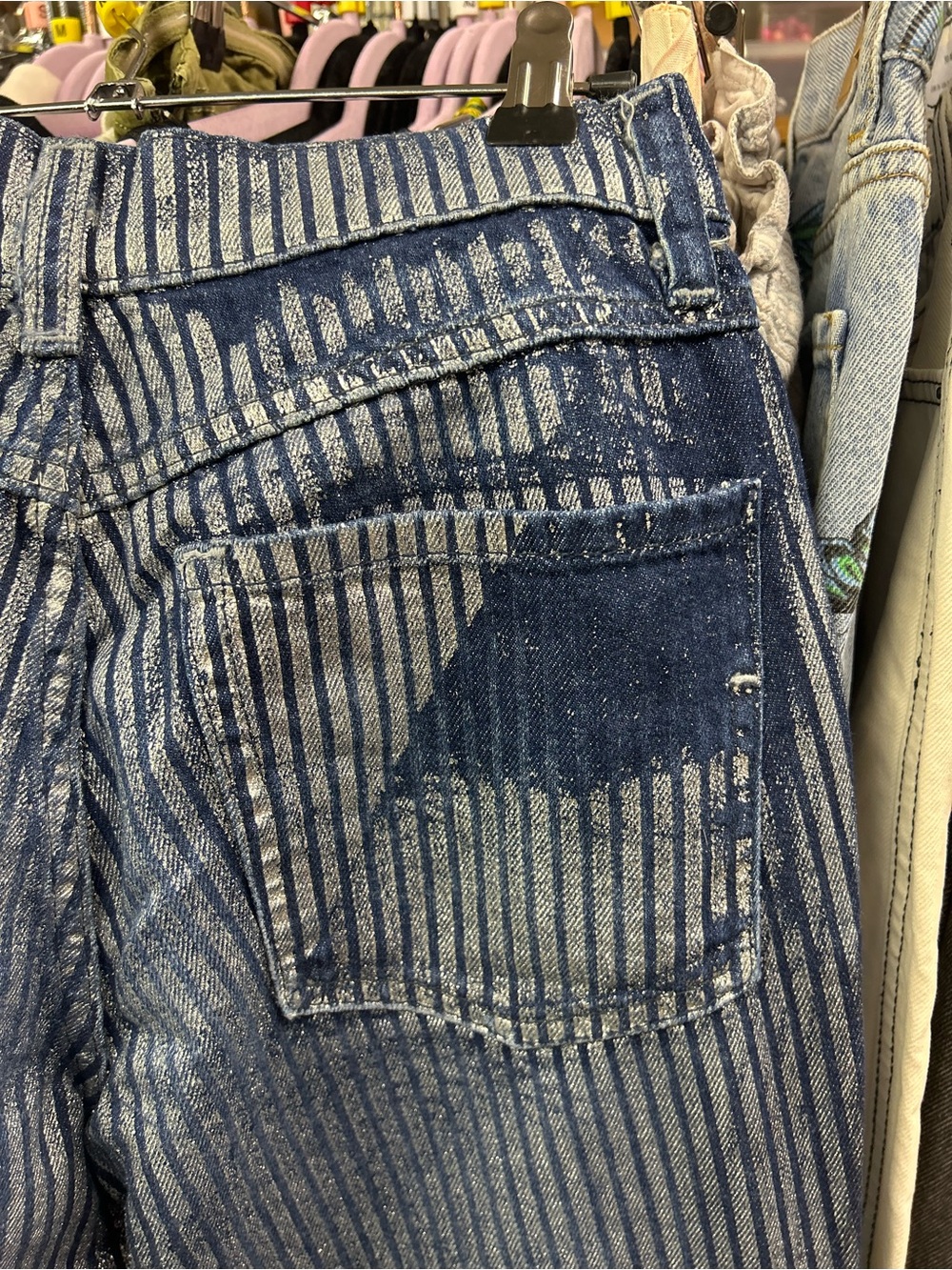 NWOT We The Free West Coast Relaxed Metallic Flare Jeans 28” - Picture 11 of 16